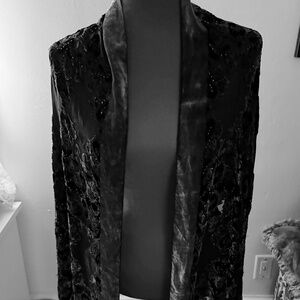 Shanak Viscose Silk Velvet Scarf With Beads And Tassels